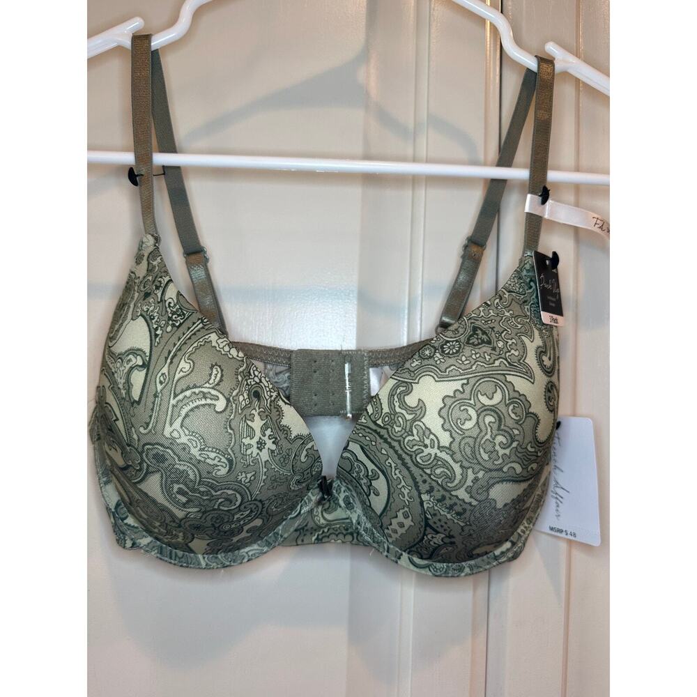 NWT French Affair push-up bra with underwire green paisley print 36c